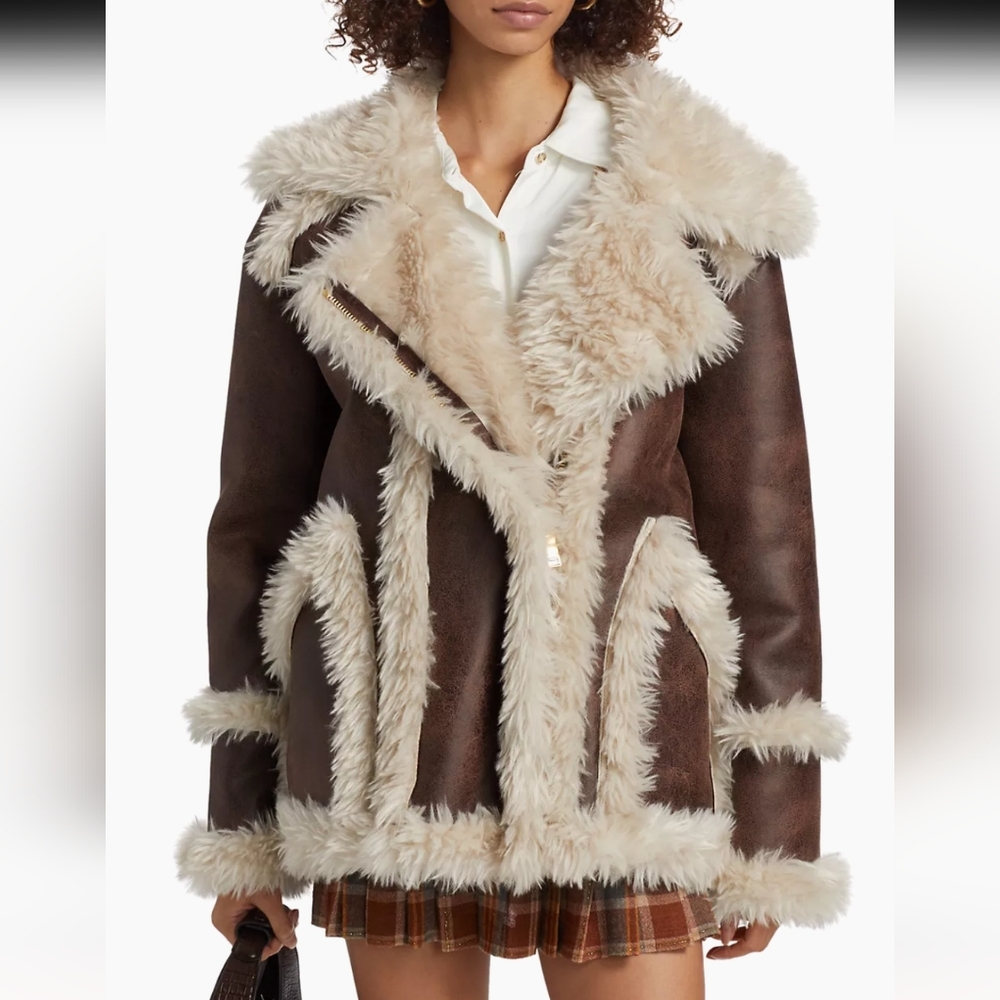 Hal Faux Leather Coat, Ramy Brook, brown, size S